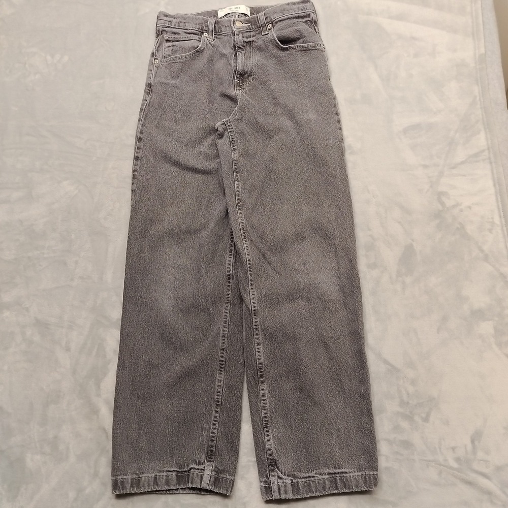 Hollister Jeans Mens 30x34 Grey Super Baggy Button Fly Skater Grunge Y2K